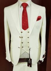  Mens 2 Button Single Breasted Suit Champagne