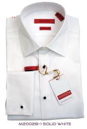  Mantoni White Lay-Down Reg or Slim-Fit Tuxedo Shirt