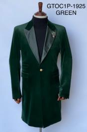  Velvet Long Coat - Velvet Carcoat - Green Coat