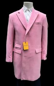  Mens Light Pink Wool Fashion Overcoat