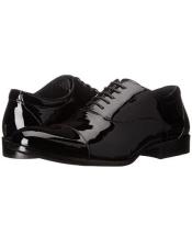  Tuxedo Mens Shoes Perfect For Mens Prom Shoe And Wedding Patent Leather Lace-Up Closure Cap Toe Bl