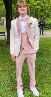  Pink Tuxedo - Rose Gold Tuxedo Suit With Matching Pants and Bowtie