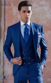  Mens Wedding Tuxedo - Groom Tuxedo - Royal Blue Suit