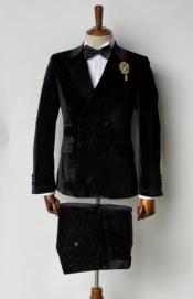  Mens Velvet Suit - Slim Fit  Double Breasted Suit - Blazer