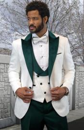  Two Toned Tuxedo With Matching Tuxedo - White and Hunter Green