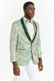  Big And Tall Suit For Men - Jacket + Pants + Bowtie + Pants - White and Lime