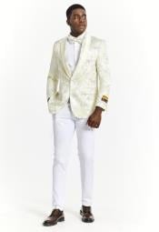  Big And Tall Suit For Men - Jacket + Pants + Bowtie + Pants - Ivory Suit