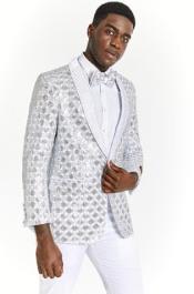  Big And Tall Suit For Men - Jacket + Pants + Bowtie + Pants - White and Black