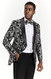  Big And Tall Suit For Men - Jacket + Pants + Bowtie + Pants - Black and White