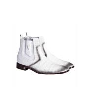  Mens White Cowboy Boot - Faded White