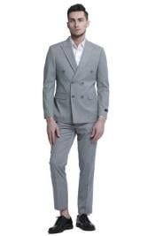  Light Gray Double Breasted Suit - Grey Pinstripe Suit