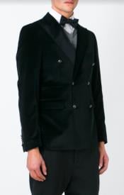  Style#-B6362 Black Double Breasted Velvet Blazer - Velvet Sport Coat
