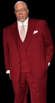  Suit With Double Breasted Vest - Pastor Suit - 1920s Style Burgundy