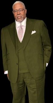  Suit With Double Breasted Vest - Pastor Suit - 1920s Style Olive