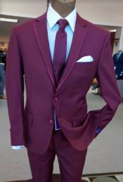  Burgundy Groom Tuxedo - Maroon Groom Suit With Trim Lapel