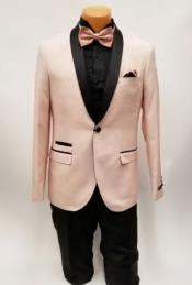  Mens Rose Gold Tuxedo One Button Shawl Lapel Prom and Wedding -