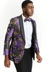  Purple Paisley Tuxedo suit + Matching Pants + Matching Bowtie