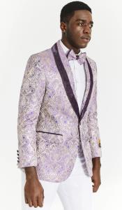  Purple Paisley Tuxedo suit + Matching Pants + Matching Bowtie
