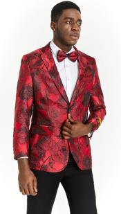  Style#-B6362 Mens One Button Red Tuxedo