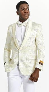  Ivory Dinner Jacket - Cream Blazer With Matching Bowtie - Wedding Tuxedo