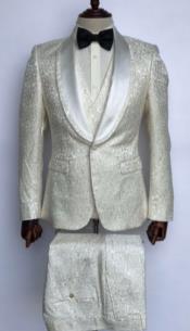  Ivory Suit - Cream Off White Tuxedo - Paisley Suits - Floral