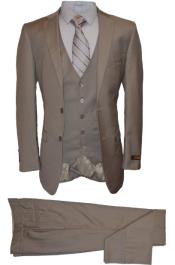  Mens Vested Modern Fit Suit Taupe