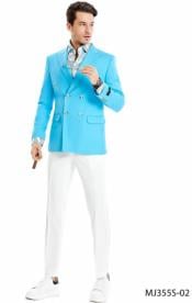  Mens Linen Blazer - Double Breasted Linen Sport Coat Blue