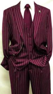  Mens Two Button Notch Lapel Burgundy Suit