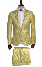  Yellow Paisley Suit - Fashion Prom Tuxedo - Wedding Tuxedo