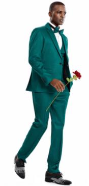  Mens One Button Dot Skinny Fit Prom Suit Green