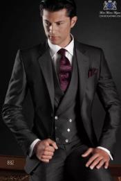  Mens Suits with Double Breasted Vest - Single Button Peak Lapel "Gray" Suits