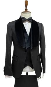  Black Tuxedo Dinner Jacket Wide Velvet Groom Tuxedo Jacket - Prom Blazer