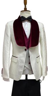  Style#-B6362 Ivory Tuxedo Dinner Jacket Wide