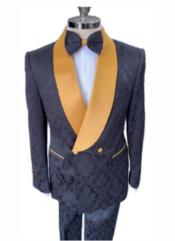  Style#-B6362 Black Paisley Suit - Wedding Prom Suit - Black Tuxedo