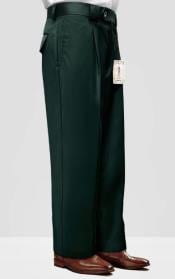  Mens Pant - Pleated Wide Leg - Hunter Green - 100% Percent Wool Fabric
