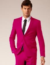 Mens Cotton Fabric Suit - Fuchsia Suit For Summer
