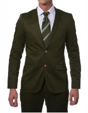  Mens Cotton Fabric Suit - Olive Suit For Summer