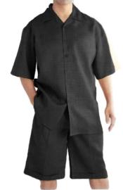  Mens Walking Linen Suits With Shorts + Shorts Black