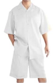  Mens Walking Linen Suits With Shorts + Shorts White