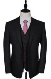  Vintage Suits - Tweed Suits - Herringbone Suits Black