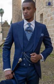  Royal Blue Suits - Cobalt Blue Vested 3 Pieces Suits - Wedding