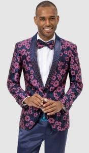  Navy Tuxedo - Flower Floral Suit - Paisley Suit