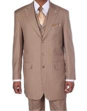  Tan Pinstripe Suit - Beige Pinstripe Suit