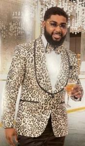  Mens Leopard Pattern Tuxedo Blazer EJ Samuel J145