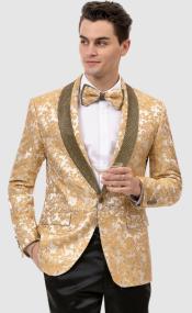  Ivory and Gold Tuxedo - Flower Floral Suit - Paisley Suit