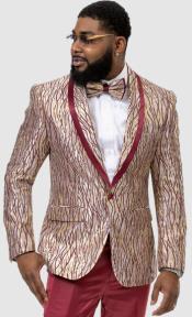 Burgundy and Gold Tuxedo - Flower Floral Suit - Paisley Suit