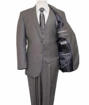  Mens Slim Fit Vested Suit - Slim Fit 3 Pieces Gray Suit