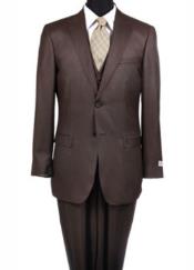  Mens Slim Fit Vested Suit - Slim Fit 3 Pieces Brown Suit