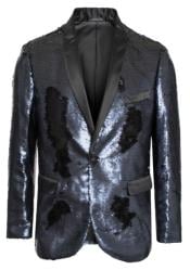  Sequin Blazer - Black Sequin Tuxedo