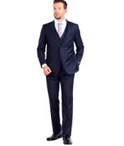 Mens Slim Fit Vested Suit - Slim Fit 3 Pieces Navy Suit